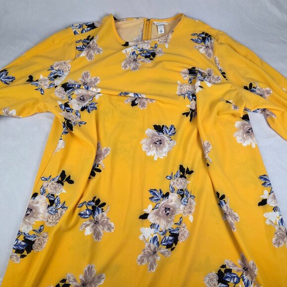 Ava & Viv Dress Floral Yellow Shift Size 3X - Picture 1 of 8